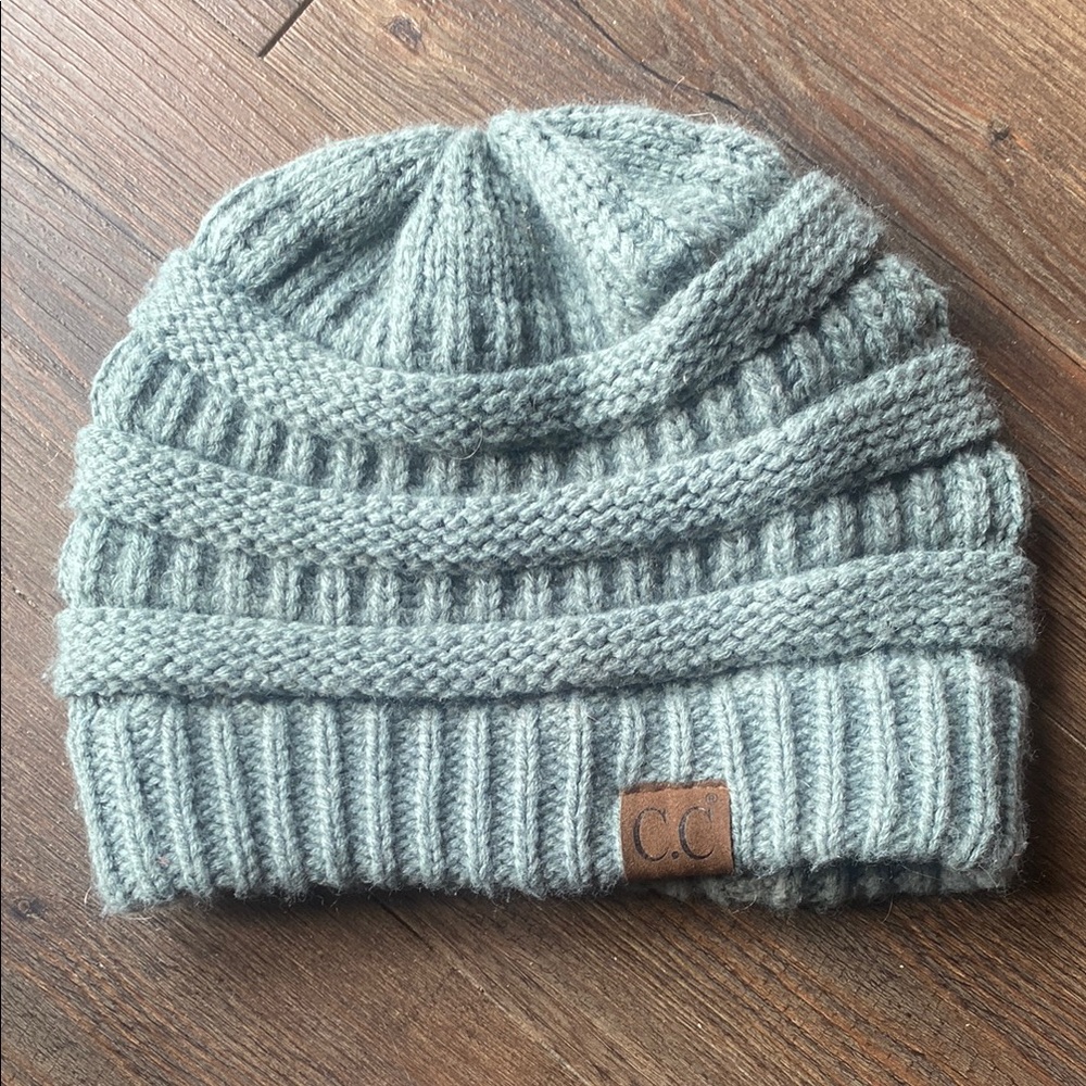 C.C' Ribbed Knit Beanie - Light teal